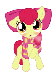 Size: 561x743 | Tagged: safe, artist:nessia, apple bloom, earth pony, pony, g4, adorabloom, blushing, clothes, cute, female, scarf, simple background, solo, transparent background, vector