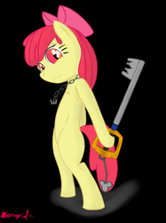 Size: 680x907 | Tagged: safe, artist:microgrid, apple bloom, g4, bipedal, disney, keyblade, kingdom hearts, kingdom key