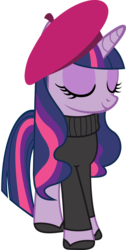 Size: 1064x2117 | Tagged: safe, twilight sparkle, g4, alternate hairstyle, beatnik, beret, clothes, sweater