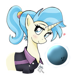 Size: 1000x1050 | Tagged: safe, artist:joakaha, allie way, pony, unicorn, g4, bowling ball, heart, levitation, magic, solo