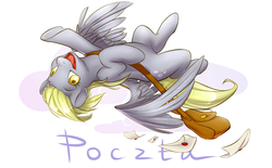 Size: 1000x619 | Tagged: safe, artist:kissa-artist, derpy hooves, pegasus, pony, g4, female, mail, mare, solo