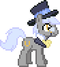Size: 88x98 | Tagged: safe, artist:anonycat, caesar, count caesar, earth pony, pony, g4, animated, desktop ponies, hat, male, monocle and top hat, simple background, solo, stallion, standing, transparent background