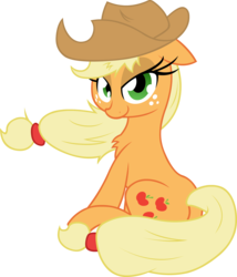 Size: 2566x3000 | Tagged: safe, artist:alexstrazse, artist:leadhooves, applejack, earth pony, pony, g4, chest fluff, female, high res, looking at you, simple background, sitting, solo, transparent background, vector