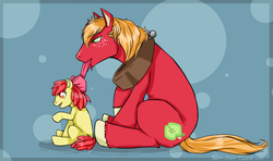 Size: 1470x870 | Tagged: safe, artist:papasam, apple bloom, big macintosh, earth pony, pony, g4, male, stallion