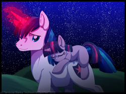 Size: 1600x1200 | Tagged: safe, artist:inuhoshi-to-darkpen, shining armor, twilight sparkle, pony, unicorn, g4, brother and sister, equestria's best big brother, female, filly, male, siblings, sleeping