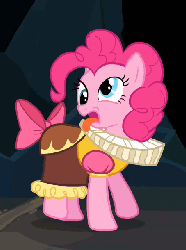Size: 454x610 | Tagged: safe, screencap, chancellor puddinghead, pinkie pie, earth pony, pony, hearth's warming eve (episode), season 2, animated, bow, cute, derp, diapinkes, female, gif, hearth's warming eve, ponk, silly, silly pony, solo, tail bow, tongue out