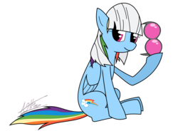 Size: 1838x1406 | Tagged: safe, artist:thedeseasedcow, photo finish, rainbow dash, pegasus, pony, g4, disguise, double life, female, mare, rainbow dash always dresses in style, simple background, solo, transparent background