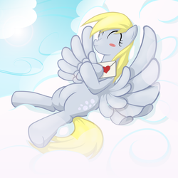 Size: 900x900 | Tagged: dead source, safe, artist:sh2otingstar, derpy hooves, pegasus, pony, g4, female, letter, mare, solo