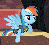 Size: 402x370 | Tagged: safe, screencap, commander hurricane, rainbow dash, pony, g4, hearth's warming eve (episode), animated, female, hearth's warming eve, horses doing horse things, loop, pounding, solo, table, tapping