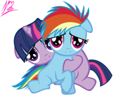 Size: 8000x6000 | Tagged: safe, artist:nightmaremoons, rainbow dash, twilight sparkle, g4, absurd resolution, cute, female, filly, filly rainbow dash, filly twilight sparkle, lesbian, sad, ship:twidash, shipping, simple background, transparent background, vector, younger