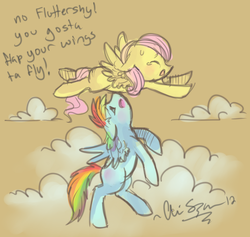 Size: 741x703 | Tagged: safe, artist:mylittlediabeetus, fluttershy, rainbow dash, g4, female, filly