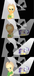 Size: 640x1440 | Tagged: safe, screencap, applejack, pinkie pie, rainbow dash, rarity, earth pony, human, pegasus, pony, unicorn, g4, winter wrap up, cannot unsee, female, foreshadowing, hilarious in hindsight, humanized, mind blown, spotlight, the prophecy has been fulfilled