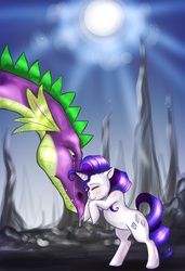 Size: 616x900 | Tagged: safe, artist:donenaya, rarity, spike, g4, adult spike, crying, female, male, older, older spike, parting, ship:sparity, shipping, straight