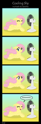 Size: 800x2400 | Tagged: safe, artist:inuhoshi-to-darkpen, fluttershy, pegasus, pony, g4, comic, cute, electric fan, fan, female, floppy ears, shyabetes, solo