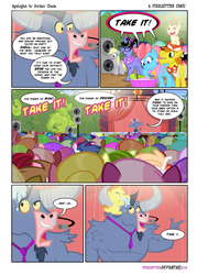 Size: 1500x2100 | Tagged: safe, artist:pixelkitties, bon bon, carrot cake, cheerilee, cup cake, derpy hooves, iron will, lily, lily valley, lyra heartstrings, pound cake, pumpkin cake, sweetie drops, pegasus, pony, g4, comic, dexter, female, mare, parody