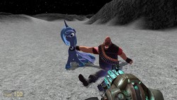 Size: 1366x768 | Tagged: safe, princess luna, g4, gmod, heavy (tf2), moon, s1 luna, team fortress 2