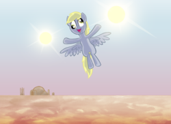 Size: 1000x727 | Tagged: safe, artist:willdrawforfood1, derpy hooves, pegasus, pony, g4, crossover, female, mare, solo, star wars, tatooine