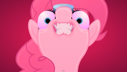 Size: 1600x900 | Tagged: safe, artist:misterdavey, pinkie pie, pony, cupcakes hd, fanfic:cupcakes, g4, abomination, bust, eye bulging, faic, female, looking at you, solo, staring into your soul, what has science done