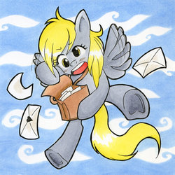 Size: 900x900 | Tagged: safe, artist:onipolice, derpy hooves, pegasus, pony, g4, female, mail, mare, solo