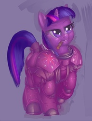 Size: 802x1048 | Tagged: safe, artist:javkiller, twilight sparkle, pony, unicorn, g4, armor, cigar, female, grin, mare, power armor, powered exoskeleton, smiling, smug, smuglight sparkle, solo