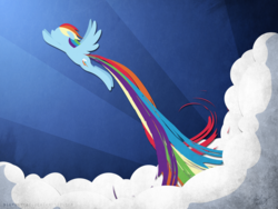 Size: 2025x1519 | Tagged: safe, artist:bigponymac, rainbow dash, pegasus, pony, g4, cloud, female, mare, solo