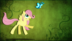 Size: 1920x1080 | Tagged: safe, artist:bigponymac, fluttershy, butterfly, pegasus, pony, g4, female, filly, wallpaper