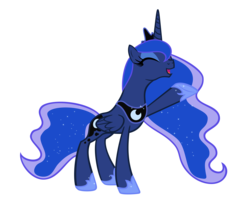 Size: 6000x4800 | Tagged: safe, artist:3luk, princess luna, alicorn, pony, g4, luna eclipsed, absurd resolution, ethereal mane, eyes closed, female, happy, mare, raised hoof, simple background, solo, starry mane, transparent background, vector