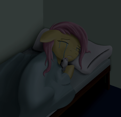 Size: 1012x981 | Tagged: safe, artist:krogoththepony, fluttershy, g4, crying, female, filly, plushie, sad