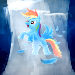 Size: 2000x2005 | Tagged: dead source, safe, artist:chimicherrychonga, rainbow dash, pegasus, pony, g4, bondage, encasement, female, frozen, high res, ice, solo