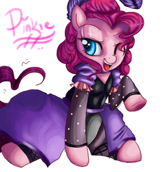 Size: 900x950 | Tagged: safe, artist:thegalactickat, pinkie pie, earth pony, pony, g4, clothes, dress, female, fishnet stockings, saloon dress, saloon pinkie, showgl, western