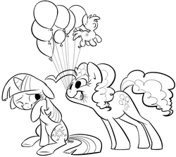 Size: 1688x1507 | Tagged: safe, artist:php27, pinkie pie, twilight sparkle, g4, balloon, crying