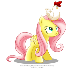 Size: 1280x1242 | Tagged: safe, artist:tiffanymarsou, fluttershy, chicken, pegasus, pony, g4, female, mare, simple background, solo, transparent background