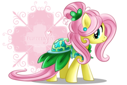 Size: 1900x1273 | Tagged: safe, artist:tiffanymarsou, fluttershy, pegasus, pony, g4, clothes, dress, female, mare, simple background, solo, transparent background