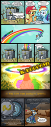 Size: 797x2000 | Tagged: safe, artist:madmax, applejack, rainbow dash, oc, oc:littlepip, earth pony, pegasus, pony, unicorn, fallout equestria, g4, lesson zero, atomic rainboom, bone, clothes, comic, dead, death, explosion, fallout, fanfic, female, helmet, hooves, horn, jumpsuit, mare, mushroom cloud, open mouth, pipboy, pipbuck, radioactive, radioactive waste, rainbow dumb, sitting, skeleton, skull, stable (vault), stable 2, stable door, text, too dumb to live, vault suit, wings