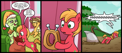 Size: 1500x656 | Tagged: safe, artist:madmax, applejack, big macintosh, granny smith, earth pony, pony, g4, comic, horse collar, male, plow, pulling, stallion, straining, younger