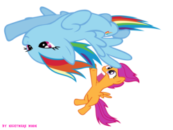 Size: 2000x1500 | Tagged: safe, artist:nightmaremoons, rainbow dash, scootaloo, g4, female, scootaloo can't fly, simple background, transparent background, vector