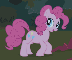 Size: 758x630 | Tagged: safe, screencap, pinkie pie, earth pony, pony, friendship is magic, g4, season 1, animated, balloonbutt, butt, butt shake, female, laughter song, mare, plot, smiling, solo, talking