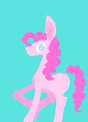 Size: 480x663 | Tagged: safe, artist:kittilot, pinkie pie, earth pony, pony, g4, big ears, female, impossibly large ears, lineless, needs more saturation, raised hoof, solo, standing