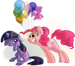 Size: 1288x1150 | Tagged: safe, artist:php27, pinkie pie, twilight sparkle, g4, balloon, crying