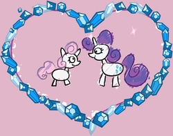 Size: 893x705 | Tagged: safe, rarity, sweetie belle, g4, sisterhooves social, belle sisters, gem, heart, siblings, sisters