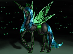 Size: 1280x953 | Tagged: safe, artist:crovirus, queen chrysalis, changeling, changeling queen, g4, crown, exoskeleton, female, insectoid, jewelry, regalia