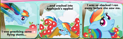 Size: 704x224 | Tagged: safe, applejack, rainbow dash, g4, official, adventures in ponyville, apple, female, rainbow crash