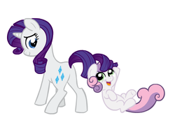 Size: 550x400 | Tagged: safe, artist:naroclie, rarity, sweetie belle, pony, unicorn, g4, cutie mark, duo, duo female, female, filly, mare, open mouth, simple background, sisters, white background