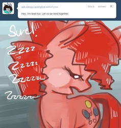 Size: 664x700 | Tagged: dead source, safe, artist:dhui, pinkie pie, ask tired pie, g4, sleeping, zzz