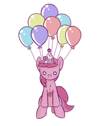 Size: 480x597 | Tagged: safe, artist:haute-claire, ruby pinch, pony, ask ruby pinch, g4, ask, balloon, hat, party hat, reaction image, solo, wat