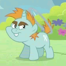 Size: 229x226 | Tagged: safe, screencap, snips, pony, unicorn, g4, the cutie pox, animated, bucktooth, colt, cropped, foal, frown, loop-de-hoop, male, solo
