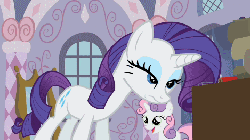 Size: 720x405 | Tagged: safe, edit, edited screencap, screencap, rarity, sweetie belle, pony, unicorn, g4, sisterhooves social, animated, belle sisters, female, filly, foal, horn, mare, siblings, sisters