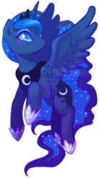 Size: 357x640 | Tagged: safe, artist:mazzlebee, princess luna, alicorn, pony, g4, female, flying, mare, simple background, solo, spread wings, transparent background, watermark, wings