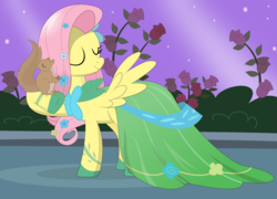 Size: 1900x1371 | Tagged: safe, artist:tgolyi, fluttershy, squirrel, g4, the best night ever, clothes, dress, female, gala dress, solo, svg, vector