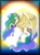 Size: 2379x3205 | Tagged: safe, artist:turrkoise, princess celestia, alicorn, pony, g4, backlighting, female, flying, high res, mare, raised hoof, solo